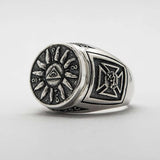 Sterling silver 925 masonic All Seeing Eye Knights Templar men's ring handmade is very fine masonic ring, on the top of the ring is a simbol of the masonics All Seeing Eye or Eye of Providence, on the left side there is Maltese cross, on the right is St. Archangel Michael. This silver freemason ring is perfect gift for him, it will suit with every men's style. Check out other best handcrafting sterling silver men's jewelry at silverslegends.com…