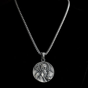 ilver Medieval Miraculous necklace St Benedict Exorcism, St Benedict oval medallion, Sterling silver 925 Catholic charm,