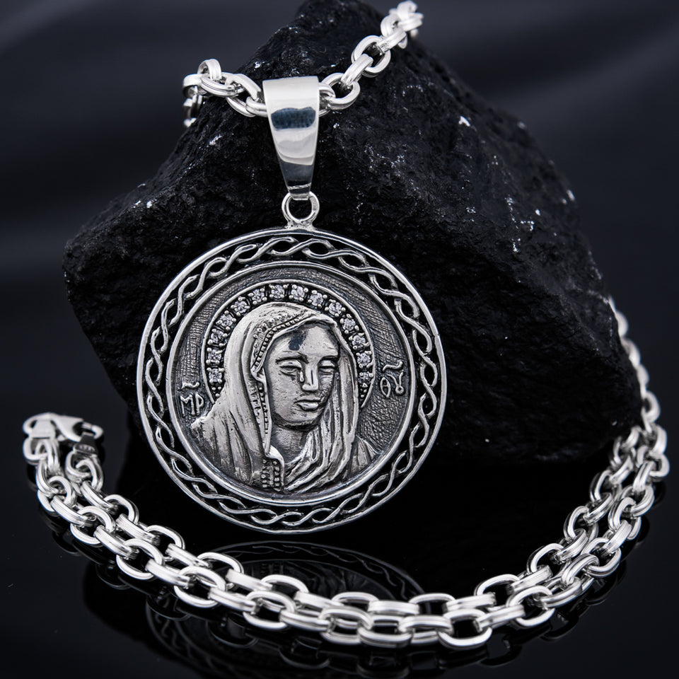 Virgin Mary Necklace (Silver) – Popular J