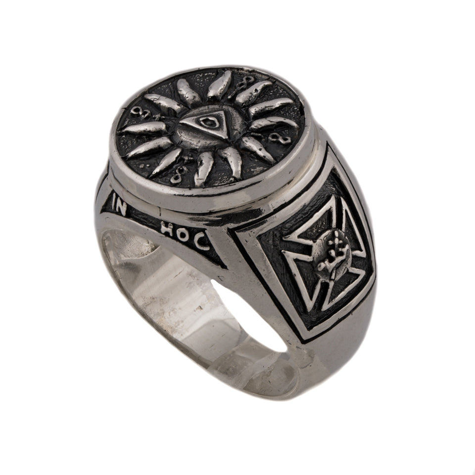 Masonic ring for men is sterling silver 925 vintage handmade freemason Knights Templar ring with eye of providence. On the top is a simbol of the masonics All Seeing Eye or Eye, on the left side is Maltese cross, on the right is St. Archangel Michael. This silver freemason ring is perfect gift for him. Archangel ring with unique design. Check out at silverslegends.com…