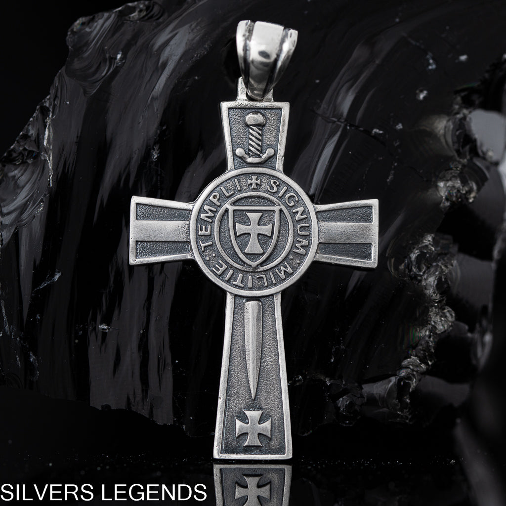 Templar pendant silver, Knights Templar cross pendant for men is sterling silver 925 men’s cross 