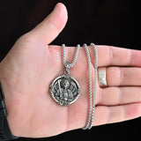 Silver Pendant necklace Archangel Michael, Unique trendy necklace St Michael, Large miraculous medal Angel, Faith necklace angel, gift for him
