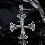 Sterling Silver Oxidized Men's Cross Pendant Knights Templar, Templar Sword silver, Crusader pendant silver, Templar sword pendant, gift for him