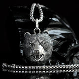 Sterling silver 925 large trendy Angry Roaring Bear charm pendant necklace, unique 3D Animal pendant and you will have it with box silver chain. Unique bear head necklace, perfect boyfriend gift ideas, first fathers day gift, Valentines Day Gift