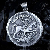 Silver men's pendant Saint George and the serpent, st george pendant, St george and dragon, Silver religious pendant for men, silver mens pendant, men's pendant Saint George and the serpent, Silver medallion St. George, male locket silver, religious necklace, pendant without chain, handmade necklace, amulet saint george